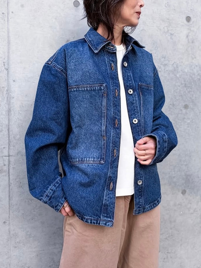 STUDIO NICHOLSON / PASO PATCH POCKET SHIRT / WORN WASH INDIGO