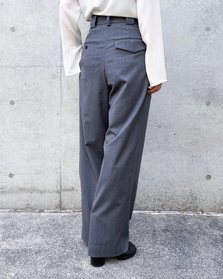 CINOH / T/W TWILL HIGH WAIST TWO TUCK PANTS / GRAY / E-60-029