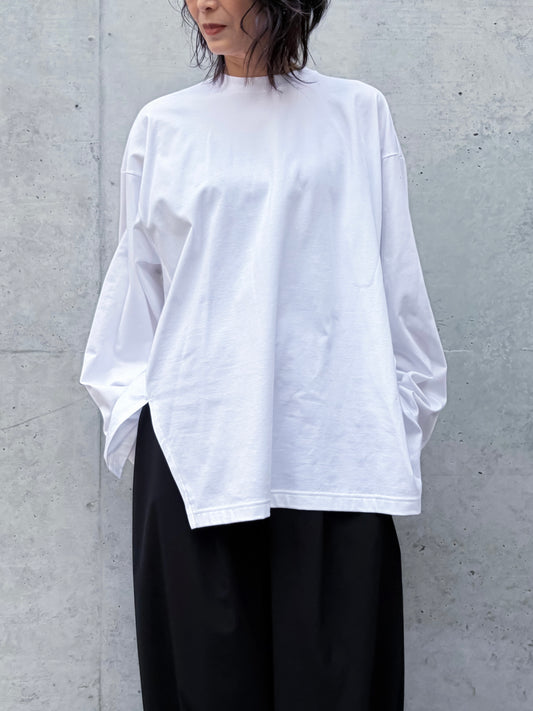 någonstans / slit flare long-sleeves t-shirt / Salt / 470JS880-0321