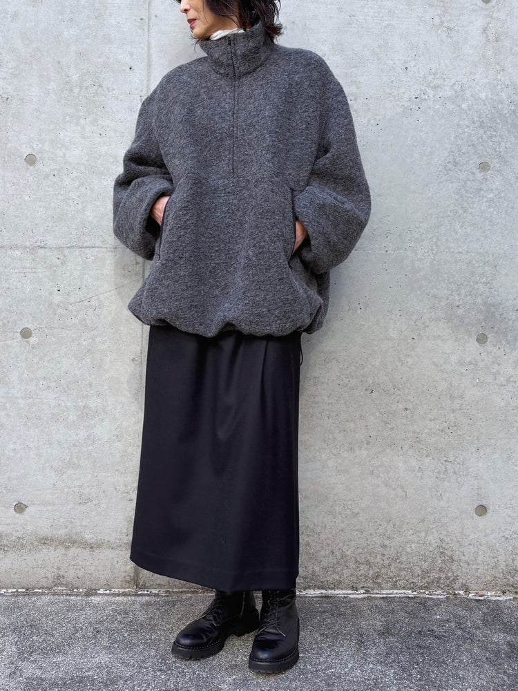 CLANE / SLIVER HALF ZIP TOPS / GRAY /  19105-1422