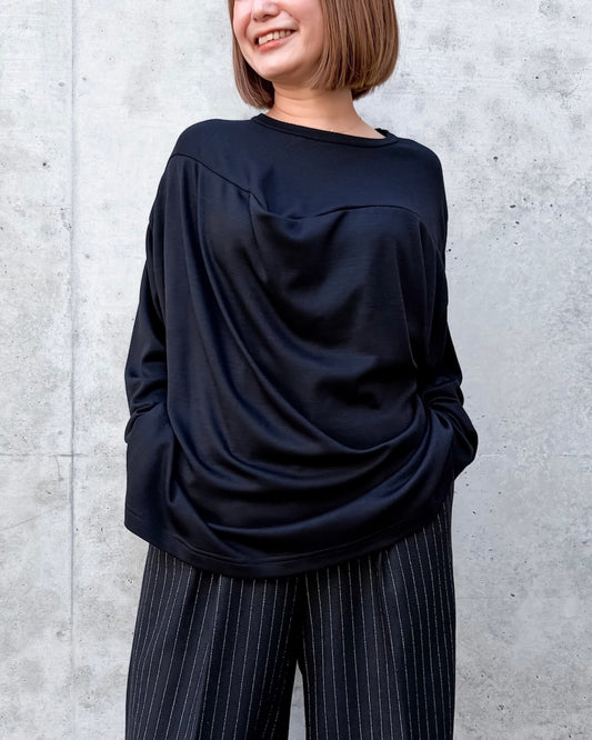 JUNYA WATANABE / ウールスムース変形プルオーバー / BLACK / JR-T013