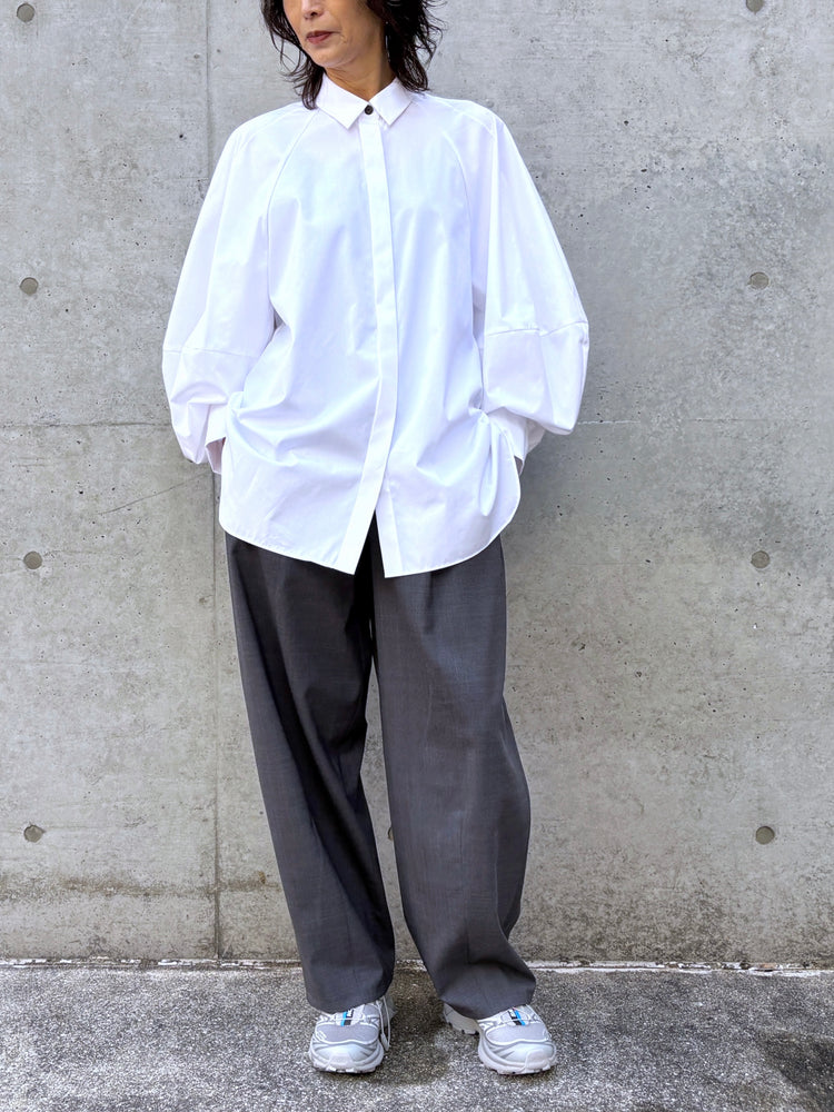 ENFÖLD / CIRCLE DORAPE SHIRT / WHITE / 300JS430-1061