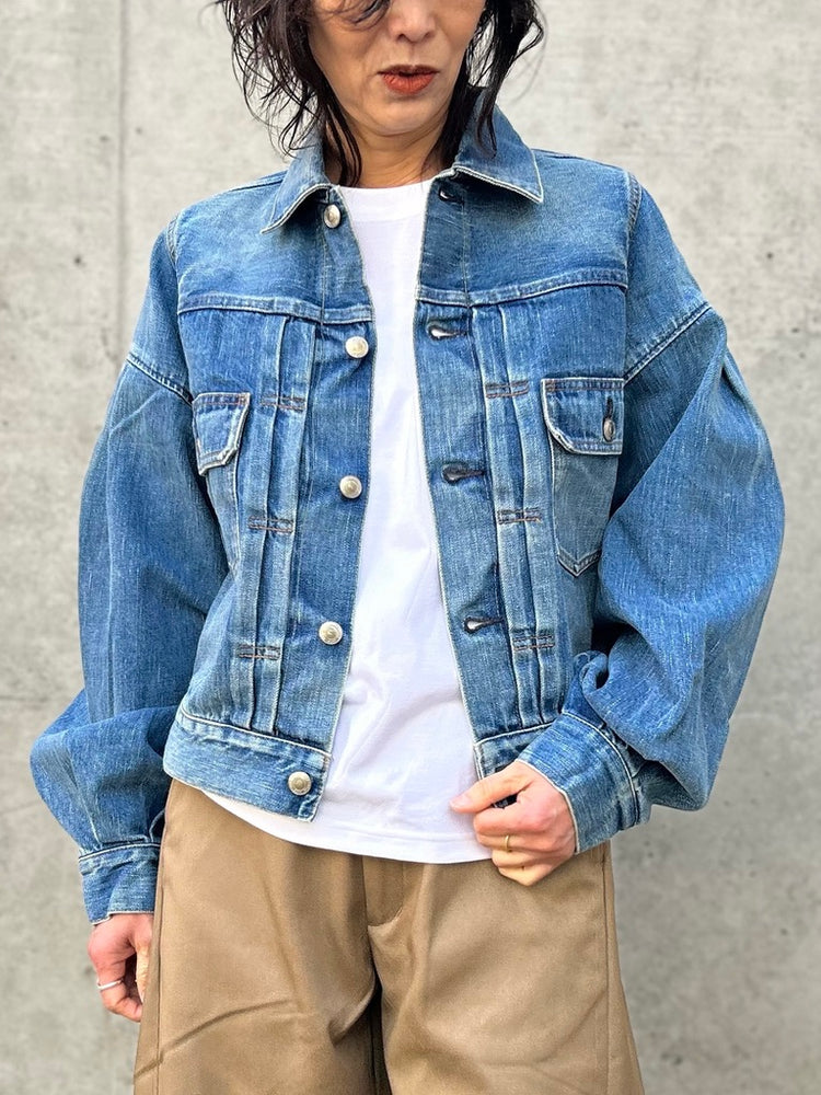 HYKE / BALLOON SLV DENIM JK TYPE2 REGULAR FIT / USED WASH BLUE / 17514