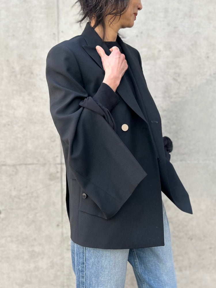 HYKE / W/M DOUBLE-BREASTED BLAZER / BLACK / 17562