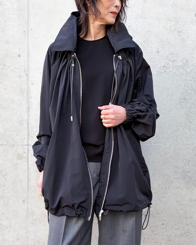 CINOH / NYLON HOODIE BLOUSON / BLACK / E-21-003