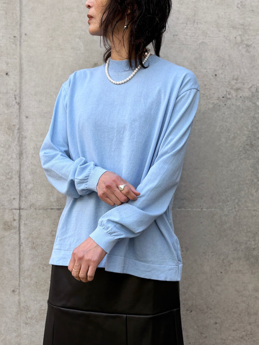 MEYAME / COTTON KNIT LONG SLEEVE TEE / SKY / MEY-2304