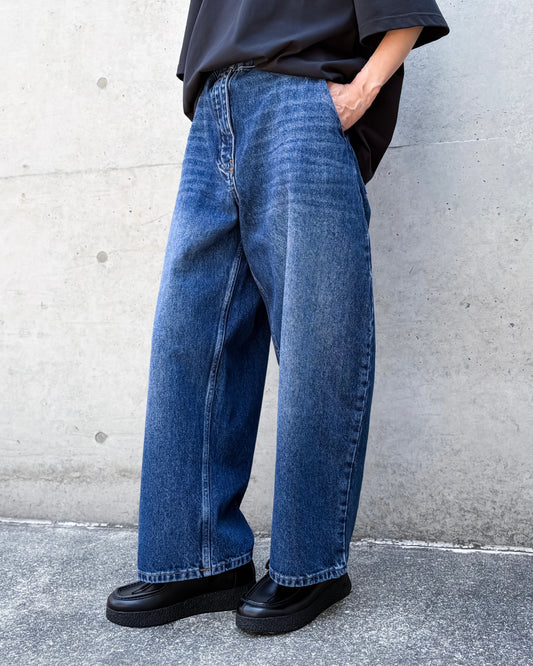 STUDIO NICHOLSON / CHALCO DENIM WIDE CROP PANT / WORN WASH INDIGO