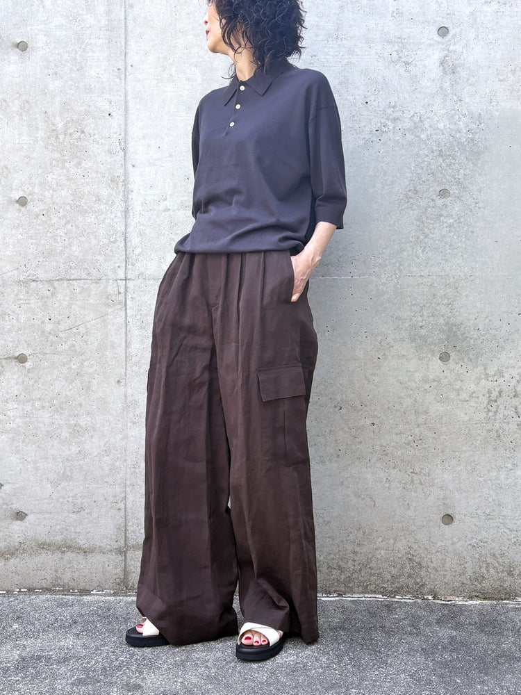 GALERIE VIE / コットンボイルワッシャー イージーカーゴパンツ / DARK BROWN / 23046104223