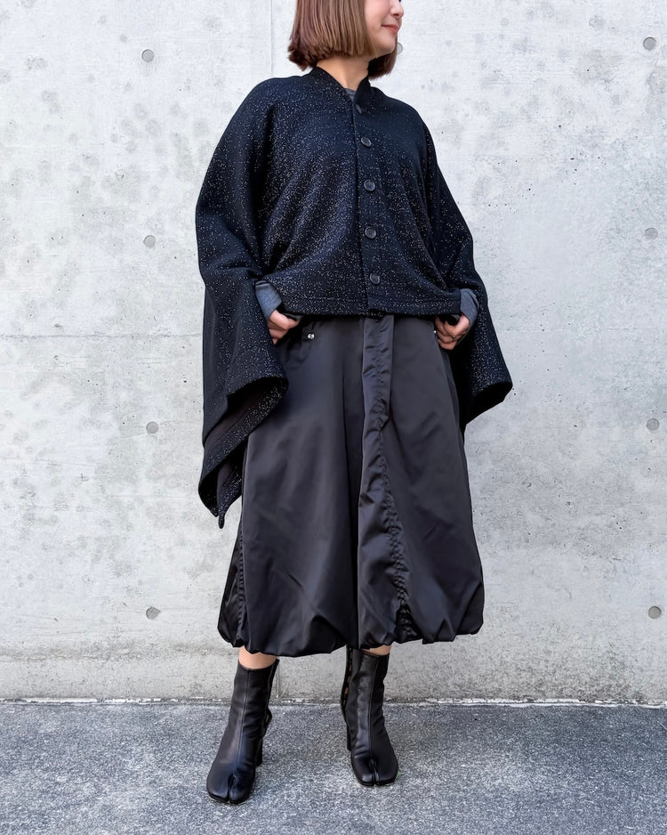 noir kei ninomiya / ナイロンツイルバルーンスカート / BLACK /  3A-S021-