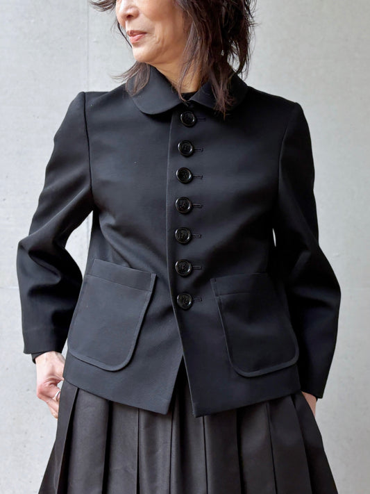 tao / ウールギャバ後染丸襟ジャケット / BLACK / TC-J101