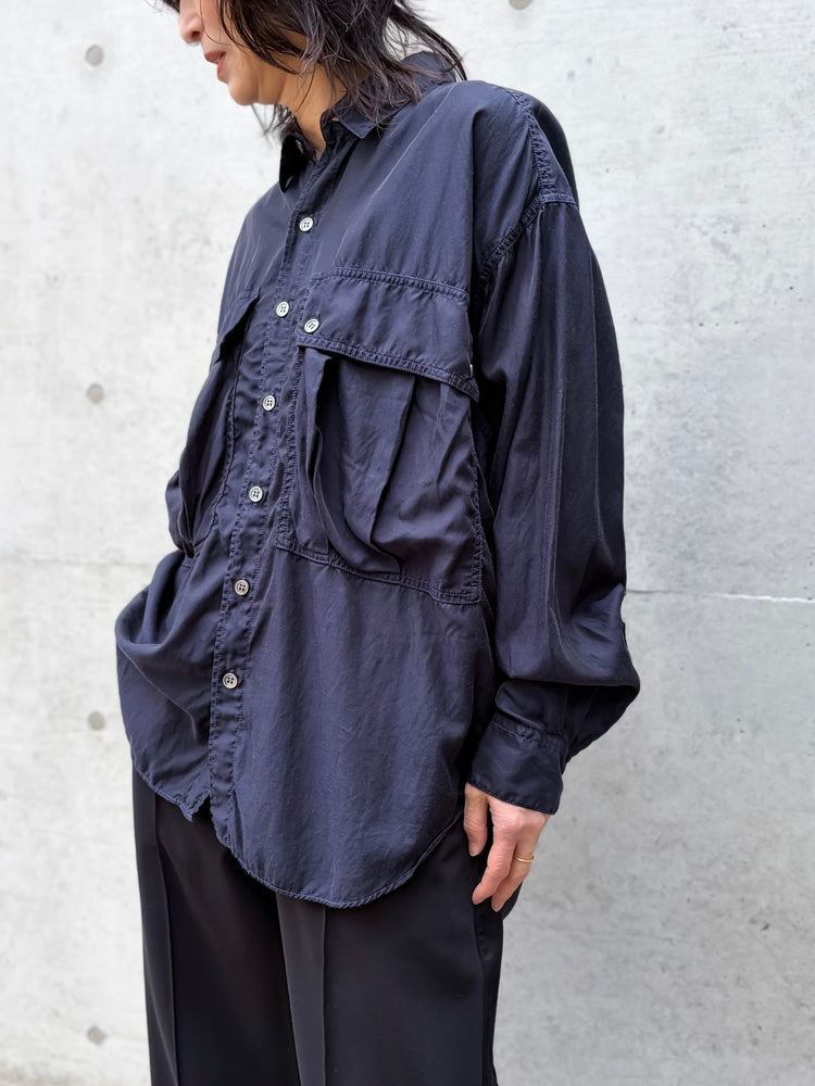KATHARINE HAMNETT / PARACHUTE LONG TAIL SHIRT / NAVY / TKH-S90