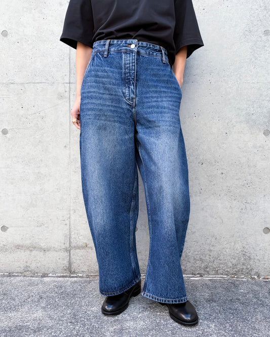 STUDIO NICHOLSON / CHALCO DENIM WIDE CROP PANT / WORN WASH INDIGO