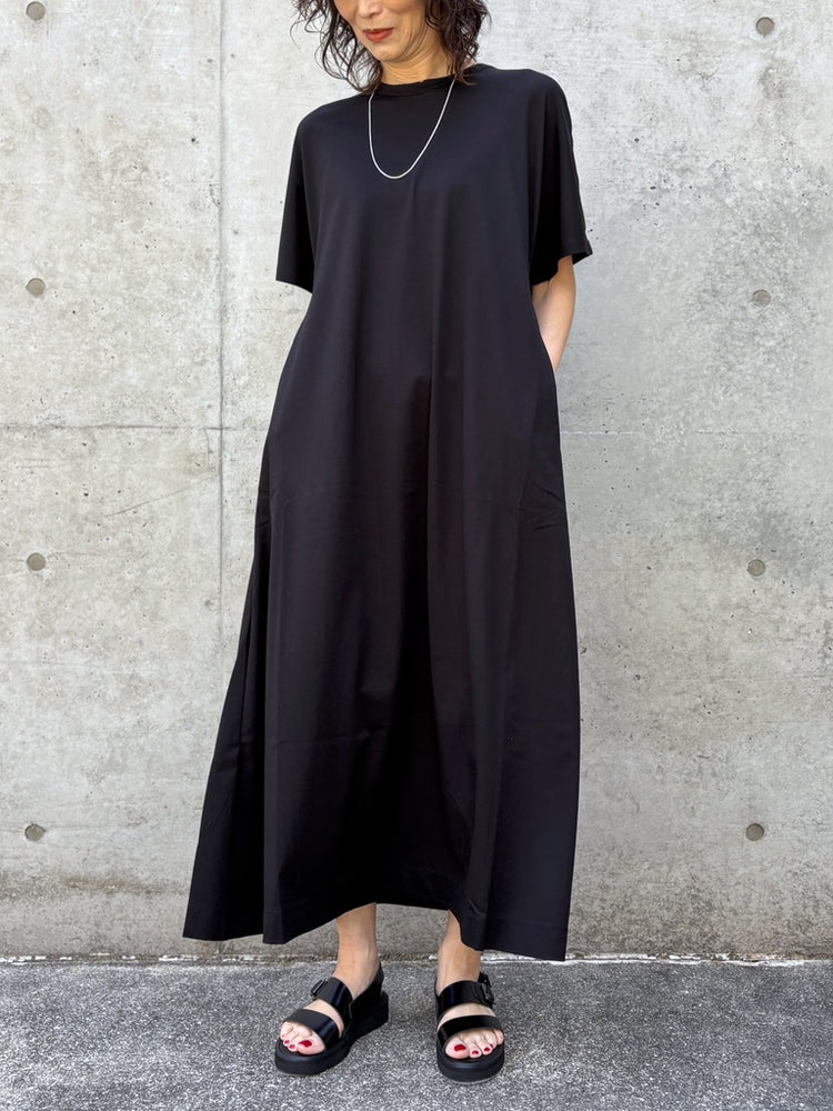 SLOANE / コットン×ナイロン バックタックワンピース / BLACK / SL10S-T1106