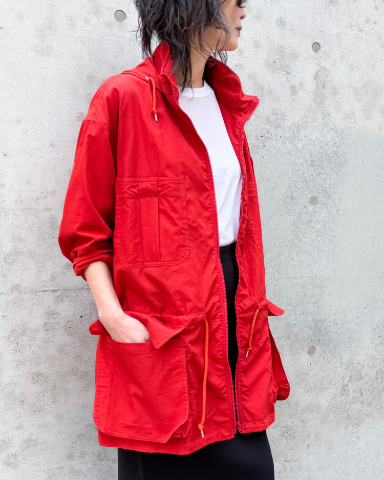 AURALEE / SUPER FINE COTTON LAWN HOODED BLOUSON / RED / A26SB01CL
