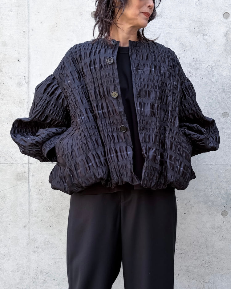 noir kei ninomiya / チェック柄ジャガードL/Sジャケット / BLACK / 3A-J010