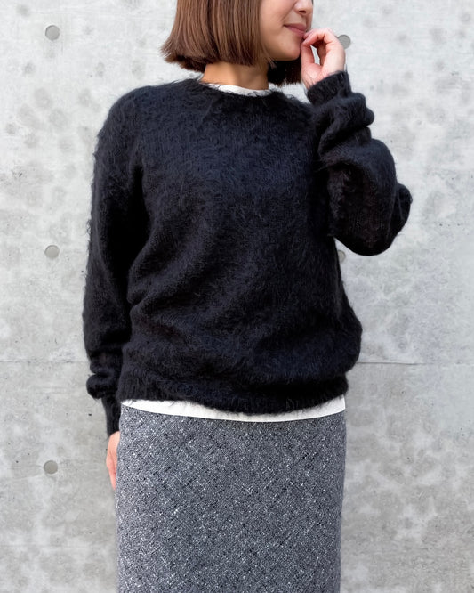 AURALEE / BRUSHED SUPER KID MOHAIR KNIT P/O / INK BLACK / A26P04KM /