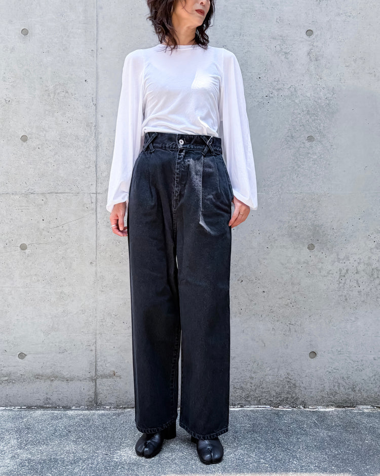 CINOH / 2-TUCK DENIM TROUSERS / BLACK / E60-008