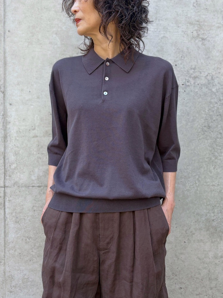 GALERIE VIE / クレープコットン ポロカラープルオーバー / C.GRAY / 23026102206
