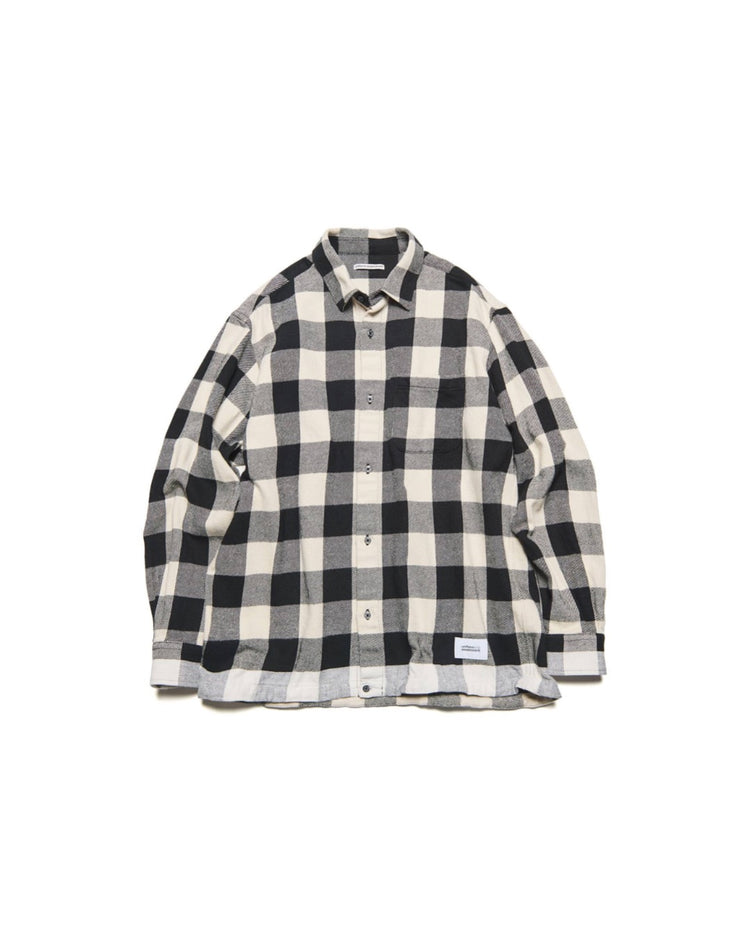 uniform expriment / LINE FLANNEL CHECK DRAWCORD SHIRT / BLACK / UE-262040
