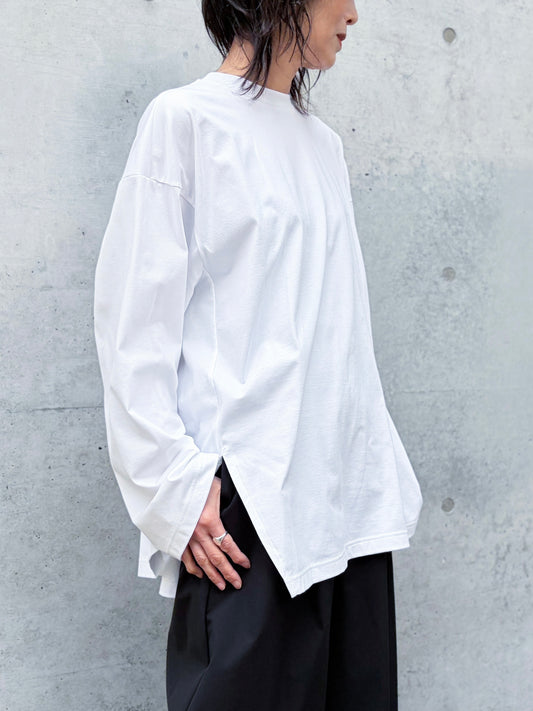 någonstans / slit flare long-sleeves t-shirt / Salt / 470JS880-0321
