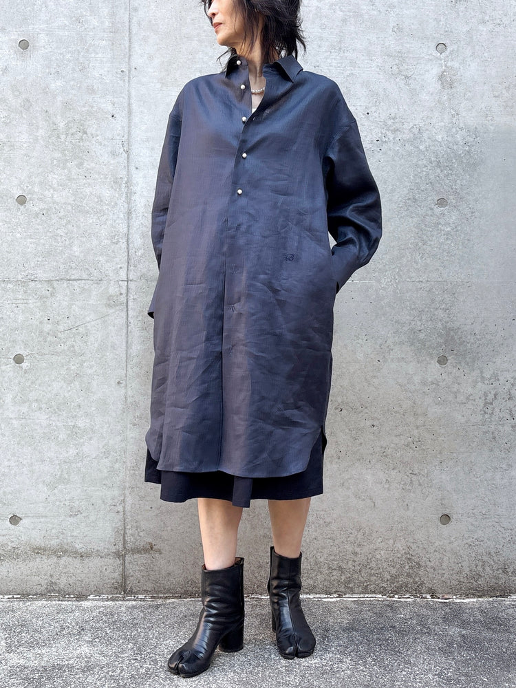 MADISONBLUE / OVERSIZED SPLIT TUCK OP LINEN / NAVY / MB261-4007