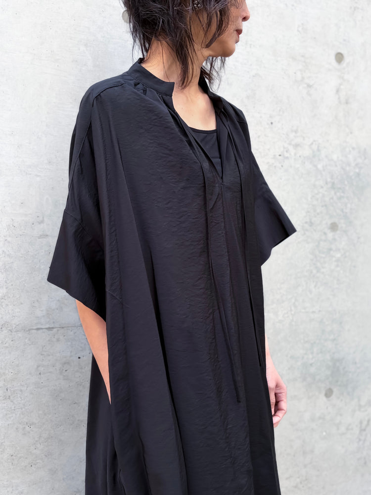08sircus / Modal silk gather neck dress / black / S26SS-DR03
