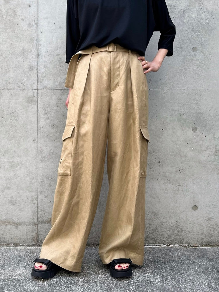 GALERIE VIE / ラミーツイル ベルテッドカーゴパンツ / CAMEL / 23046104112