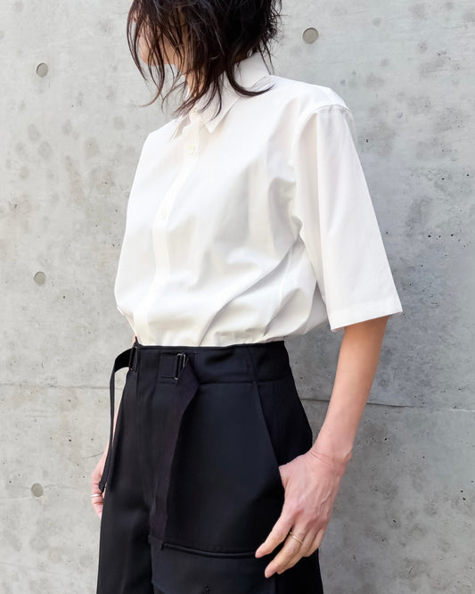 AURALEE / WASHED FINX TWILL HALF SLEEVED SHIRT / WHITE / A26SS05TN