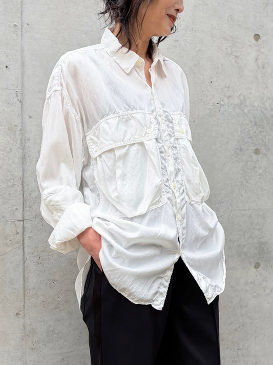 KATHARINE HAMNETT / PARACHUTE LONG TAIL SHIRT / WHITE / TKH-S90