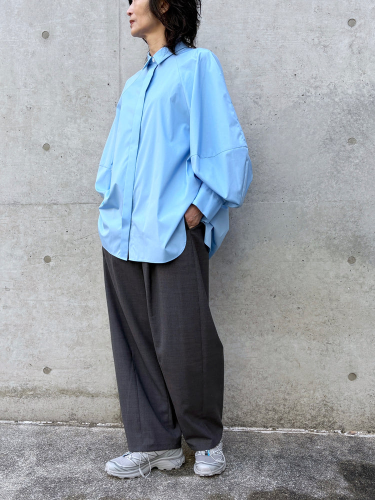 ENFÖLD / CIRCLE DORAPE SHIRT / L.BLUE / 300JS430-1061