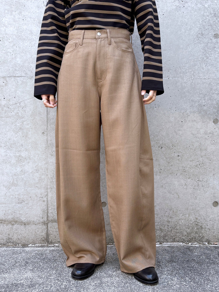 HYKE / OXFORD BARREL LEG JEANS / BEIGE / 13387