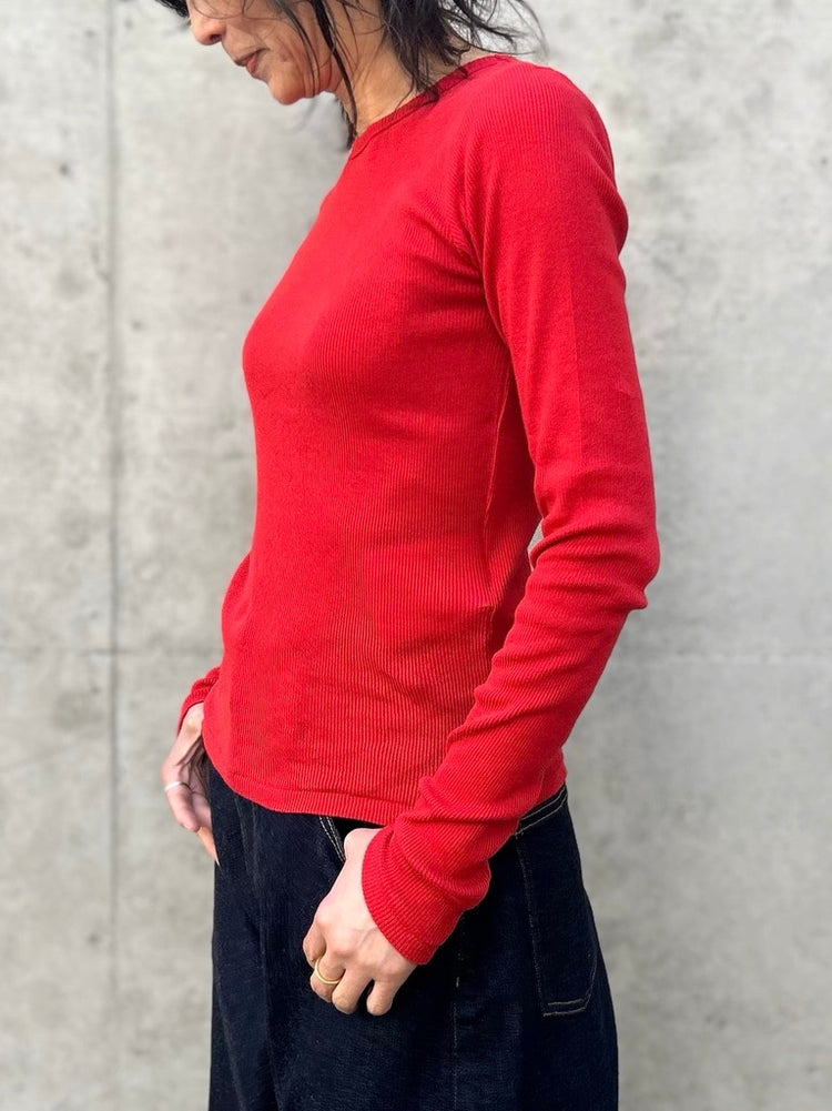 INSCRIRE / Gauze teleco long sleeve Tee / red /I26SS-CUT3