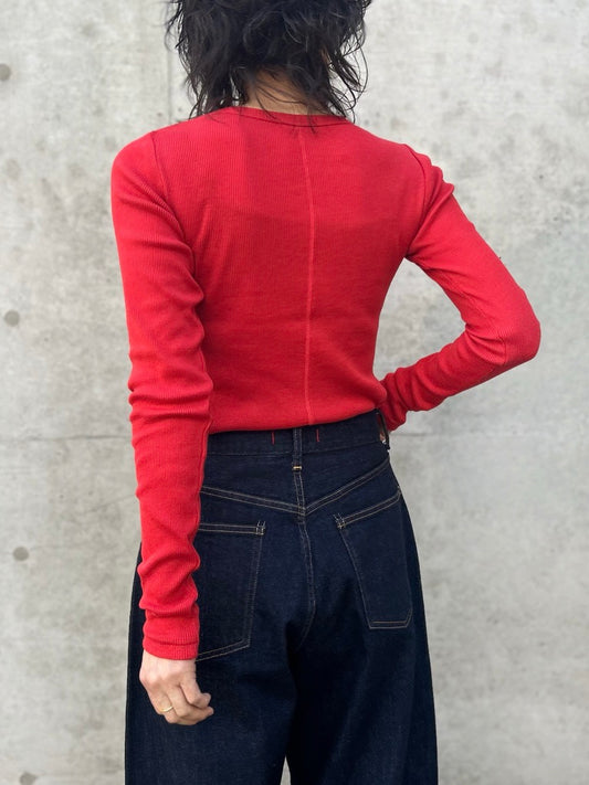INSCRIRE / Gauze teleco long sleeve Tee / red /I26SS-CUT3