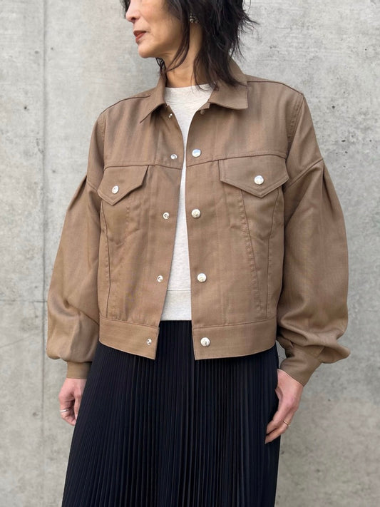 HYKE / OXFORD BALLOON SLEEVE JACKET TYPE3 REGULAR FIT / BEIGE / 17570