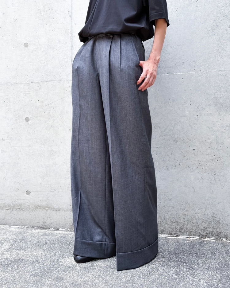 JUNYA WATANABE / ウールサージ ワイドパンツ / GRAY / JR-P024