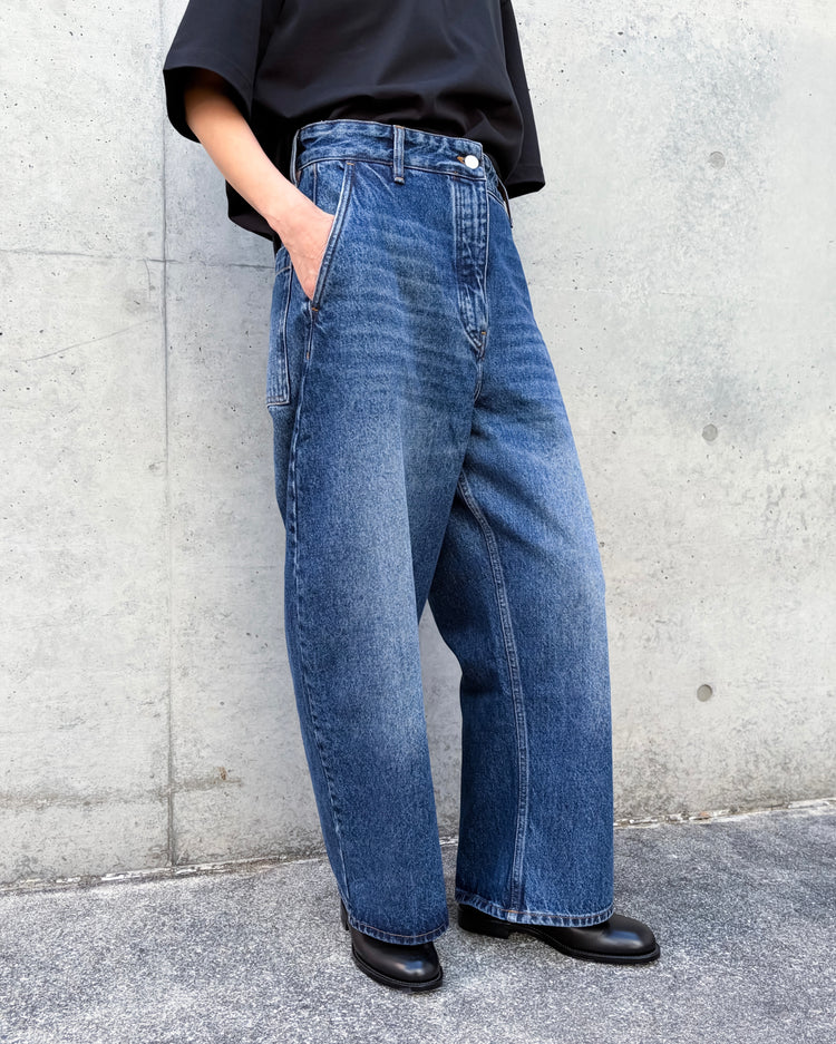 STUDIO NICHOLSON / CHALCO DENIM WIDE CROP PANT / WORN WASH INDIGO