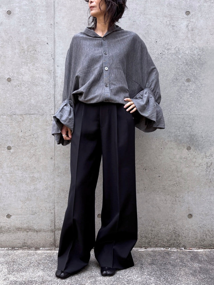 JUNYA WATANABE / アームドレープデザイン ロングカーディガン / TOP GRAY / JQ-N007