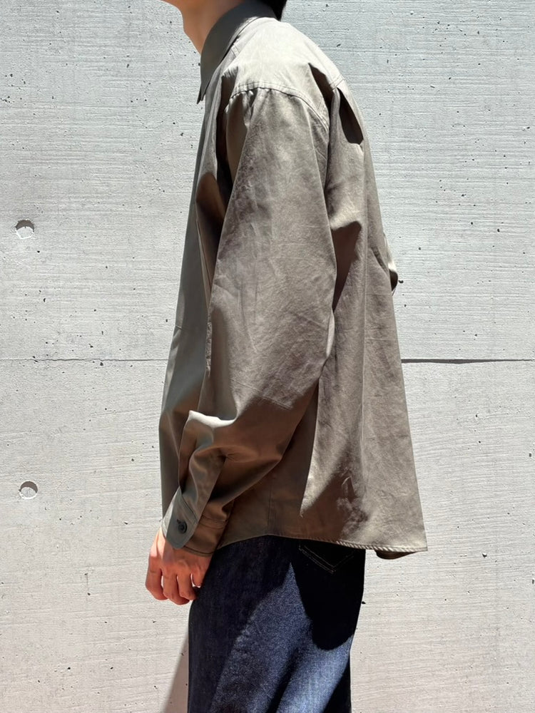 AURALEE / WASHED FINX TWILL BIG SHIRT / DARK OLIVE / A26AS02TN
