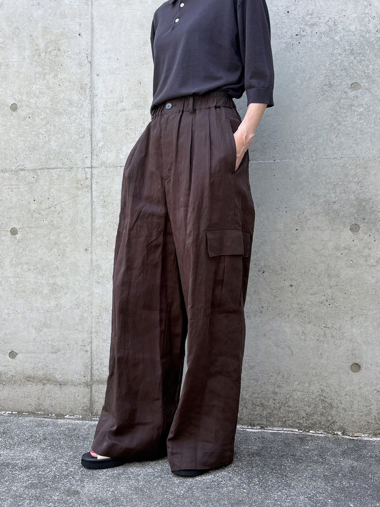 GALERIE VIE / コットンボイルワッシャー イージーカーゴパンツ / DARK BROWN / 23046104223