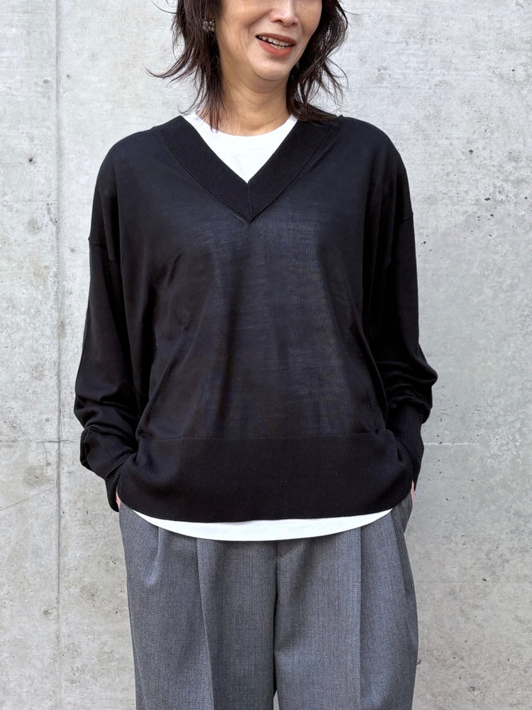 CINOH / SILK KNIT V/N PO / BLACK / E-50-048