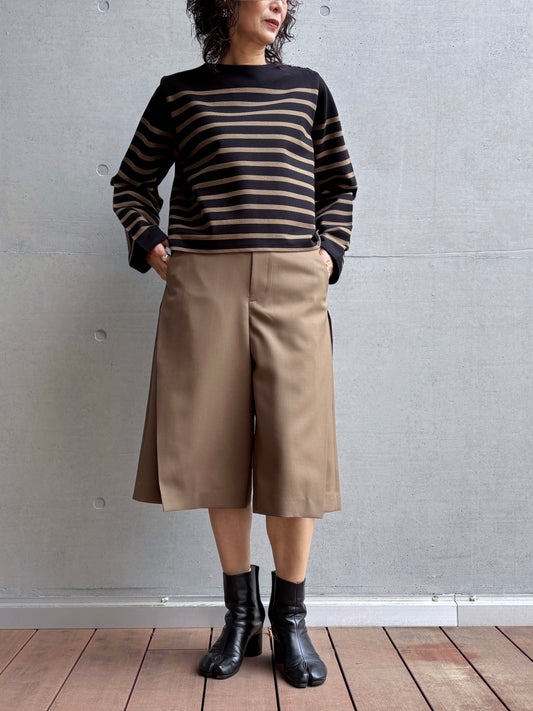 HYKE / WOOL SIDE TUCK SHORTS / BEIGE / 13379