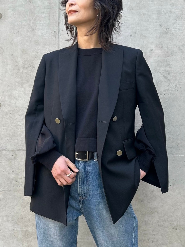 HYKE / W/M DOUBLE-BREASTED BLAZER / BLACK / 17562