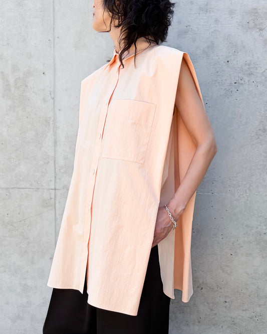 någonstans / no-sleeves big shirt / apricot / 470JA830-0031