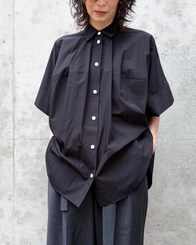 någonstans / drape shirt / black / 470JS430-1121