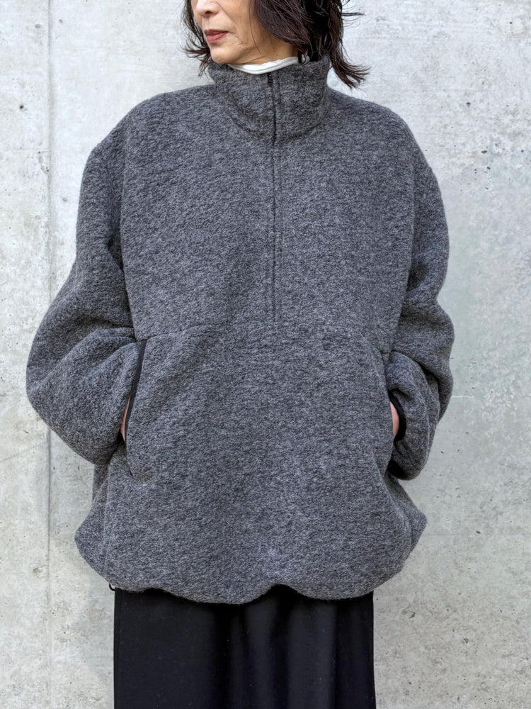 CLANE / SLIVER HALF ZIP TOPS / GRAY /  19105-1422