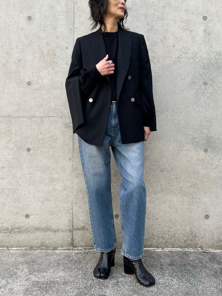 HYKE / W/M DOUBLE-BREASTED BLAZER / BLACK / 17562