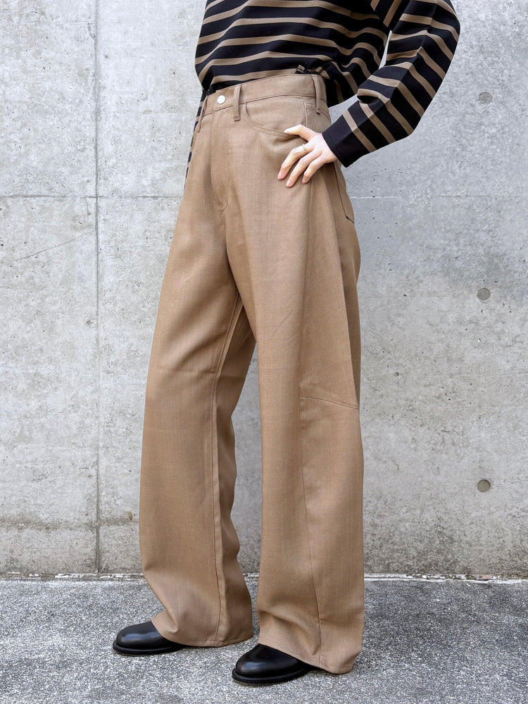 HYKE / OXFORD BARREL LEG JEANS / BEIGE / 13387