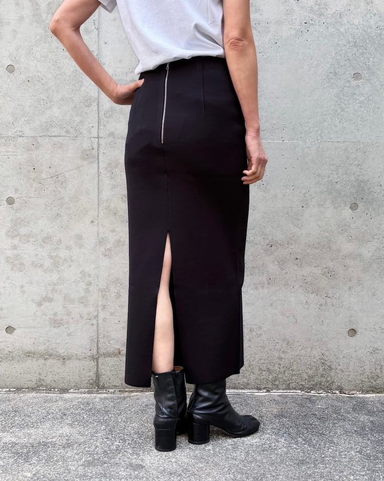 AURALEE / DOUBLE FACED SILK COTTON KNIT SKIRT / BLACK / A26SS02WF