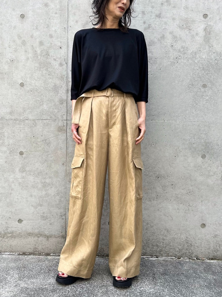 GALERIE VIE / ラミーツイル ベルテッドカーゴパンツ / CAMEL / 23046104112