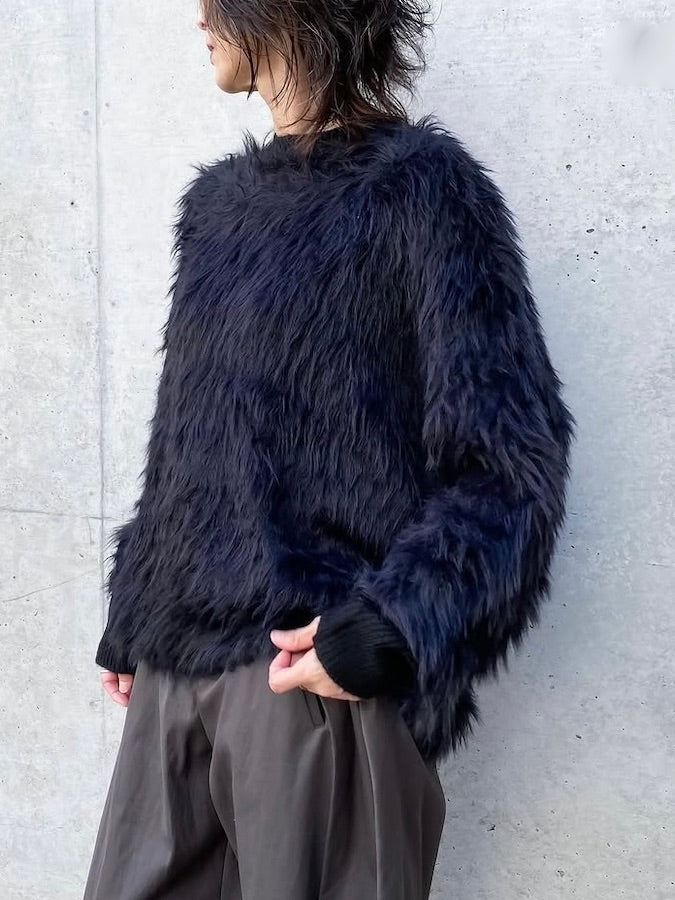 ASTRAET / シャギー クルーネックニット / BLACK / 5413-199-4800